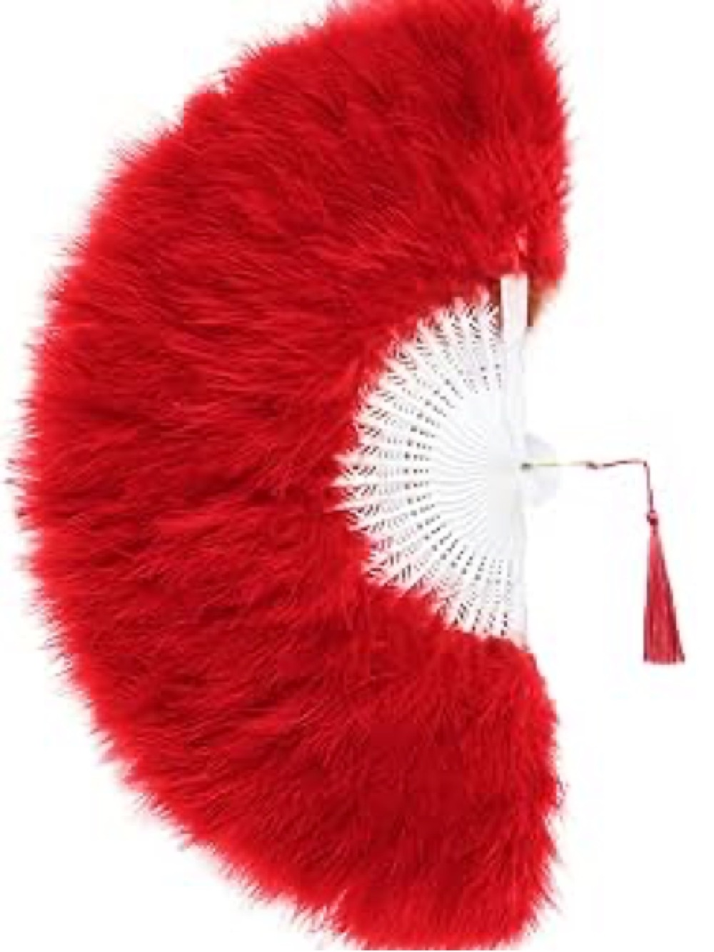 Flirty + Fun Red Marabou Feather Festival Hand Fan Babeyond NEW